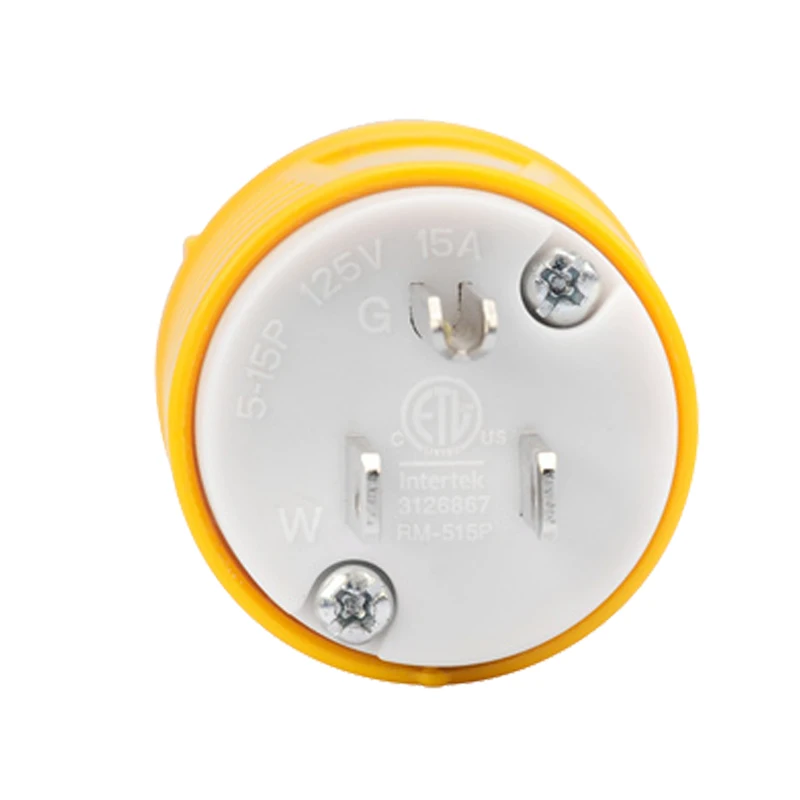 US Standard NEMA 5-15P Three-core Male Industrial Equipment 15A/125V Straight Wiring Plug ETL Certification