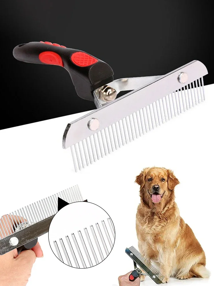 Großer mittlerer Hunde rechen kamm langhaarige Haustiere Pflege werkzeug Edelstahls tifte Kamm für Golden Retriever Husky Shepherd – Detail 6