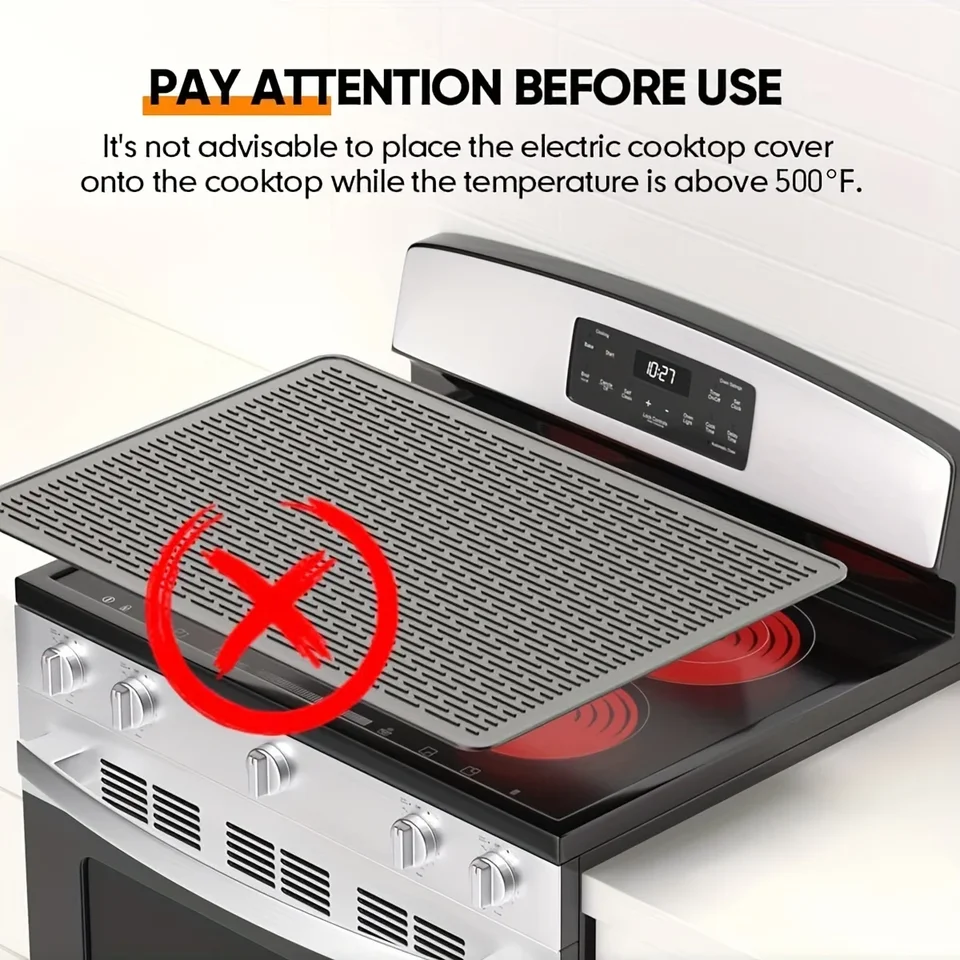 AOOTOOSPORT Extra Large Silicone Stove Top Cover - 28x20 Inch Mat For Electric Stove, Dish Drying, Counter Protection (Grey) 14 thumbnail image
