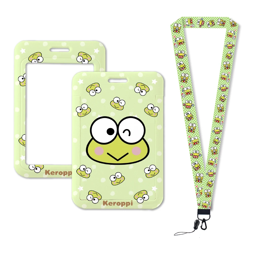 

Sanrio Cartoons Protective Case Hello Kitty Kulomi Melody PVC Card Holde Rope Lanyard ID Anti-lost Pendant Keychain