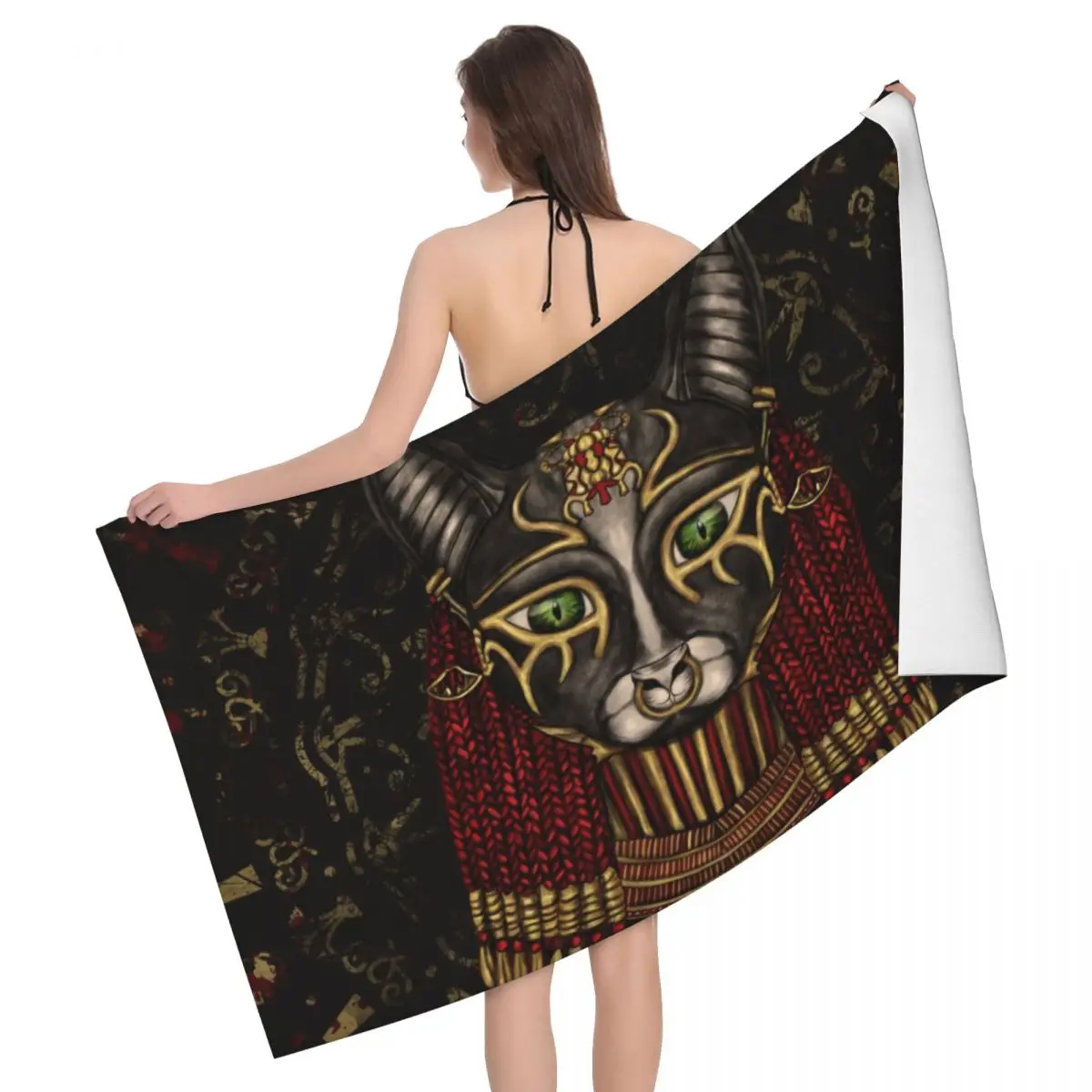 Egypt Ancient King Tutankhamun Beach Towel Super Soft Quick Dry_voghion.com