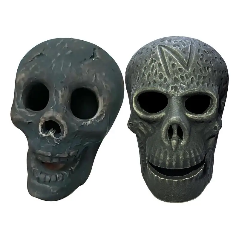 

Halloween Fire Pits Skull Reusable Ceramic Fire Pit Skull Props Horror Skeleton Head Fireplace Sculptures For Halooween Decor