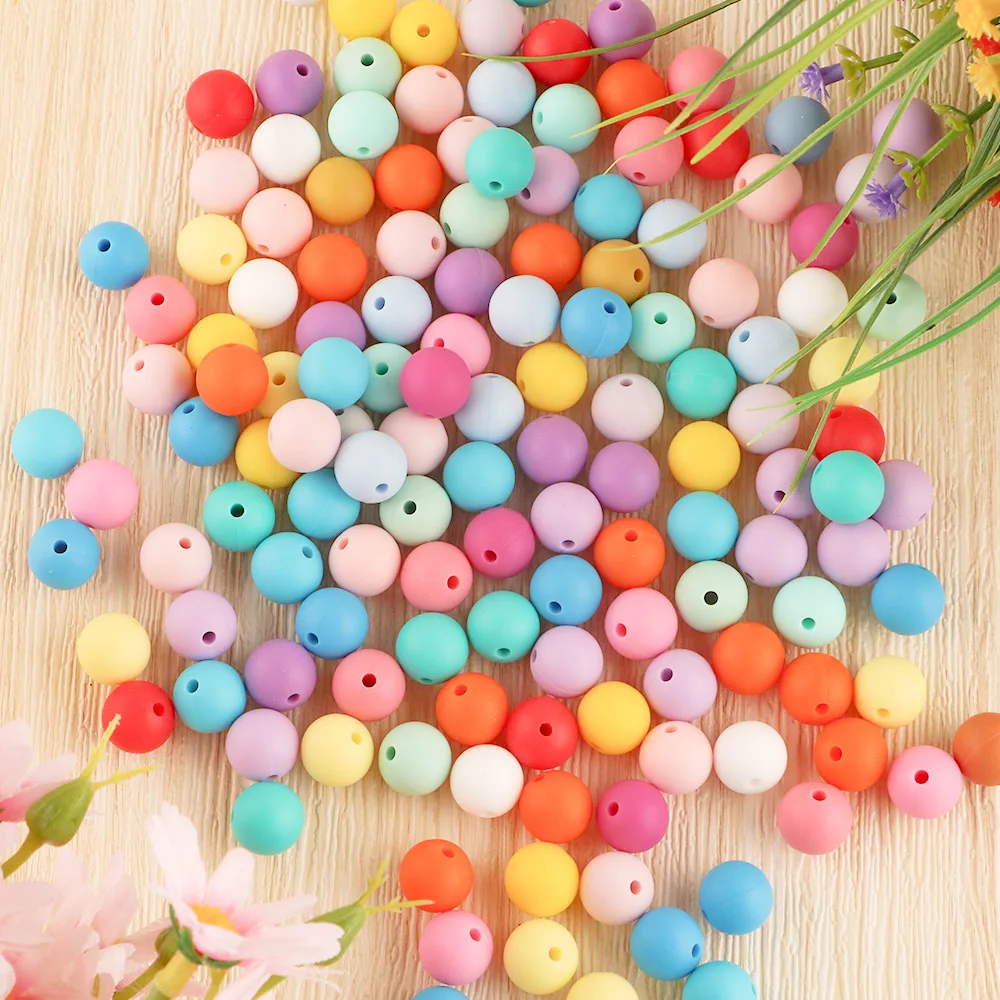 Silicone Beads 50pcs Silicone Beads 9/12/15mm Round Pearl for Jewelry Making DIY Bracelet Necklace Jewelry Accessories