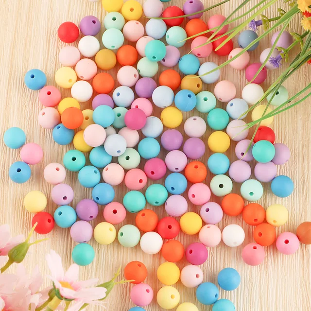 Kovict 50pcs Silicone Beads 12mm Round Perle Silicone Dentition Baby Teething Beads For Jewelry Making Baby Products 6