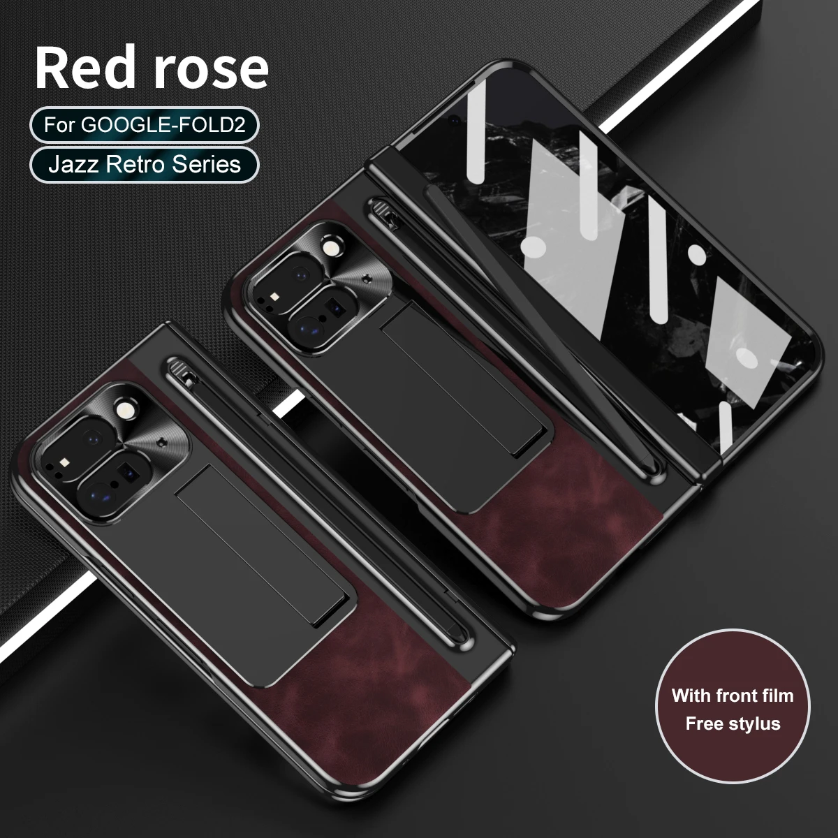 Custodia in pelle retrò Custodia Flip Cover in pelle per Goole 9 Pro Fold con slot per penna Supporto per telefono Pellicola protettiva in vetro per schermo_voghion.com