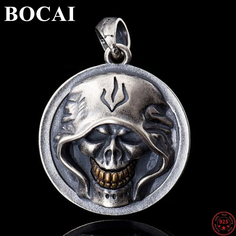 

BOCAI S925 Sterling Silver Pendants for Men Women 2023 New Fashion Ghost Messenger Dark Knight Skull Argentum Amulet Jewelry