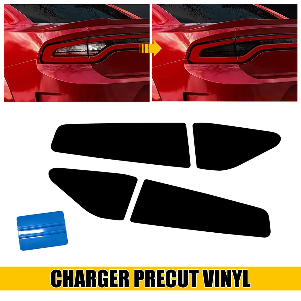 Smoke Tint Vinyl Overlay Kit For 2015-2023 Dodge Charger Widebody Side Markers - Pre-Cut