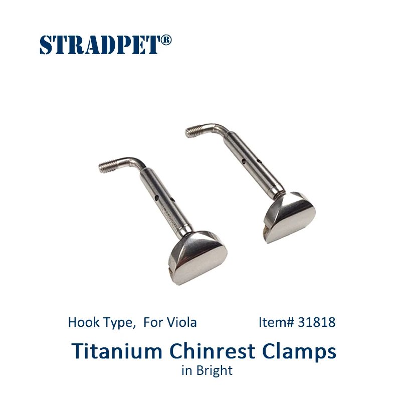 STRADPET 비올라용 후크 타입 티타늄 턱받이 클램프, 브라이트 또는 건 그레이, 정제 또는 일반 버전 옵션