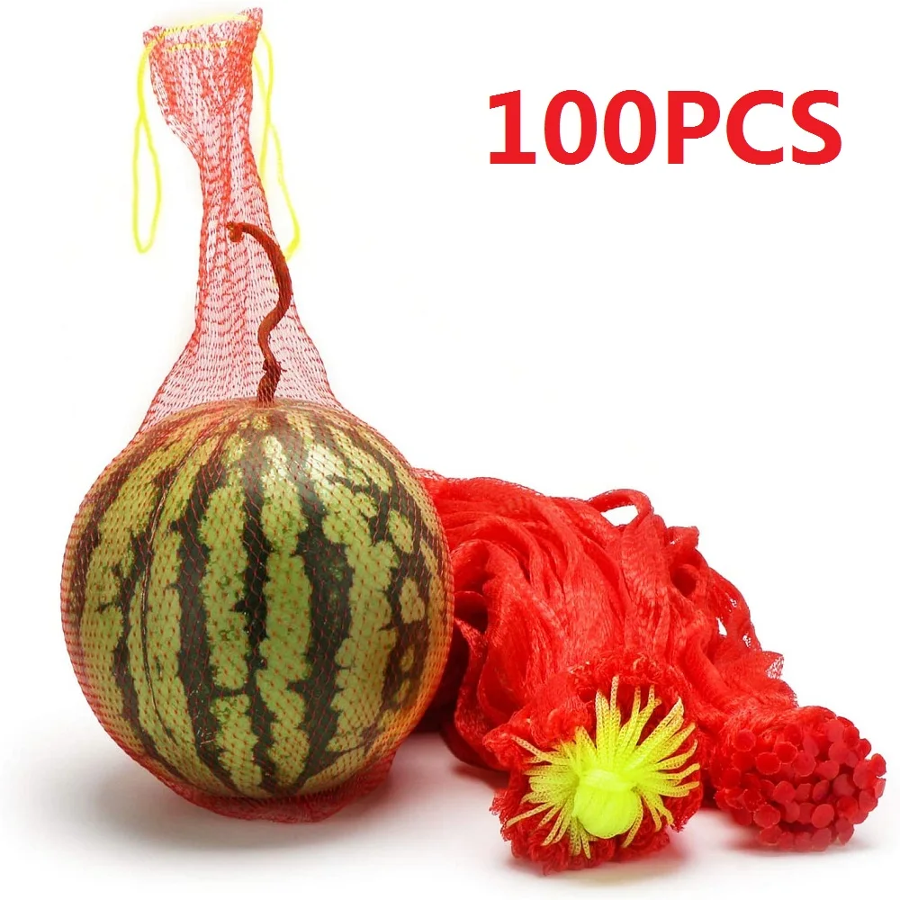 100PCS Hanging Watermelon Grow Net Bags Reusable Cantaloupes Mesh Net