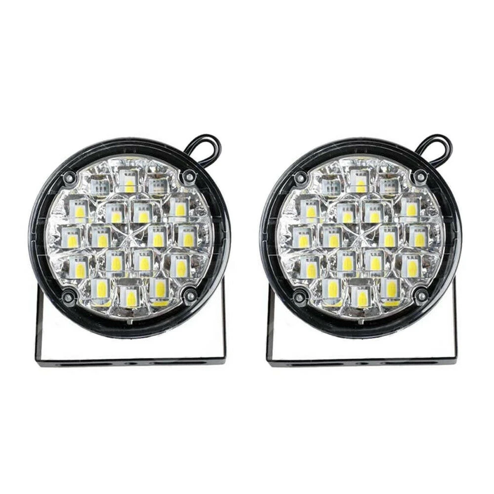 2개 DC 12V 18 LED DRL 원형 자동차 안개등 주간 주행등 흰색