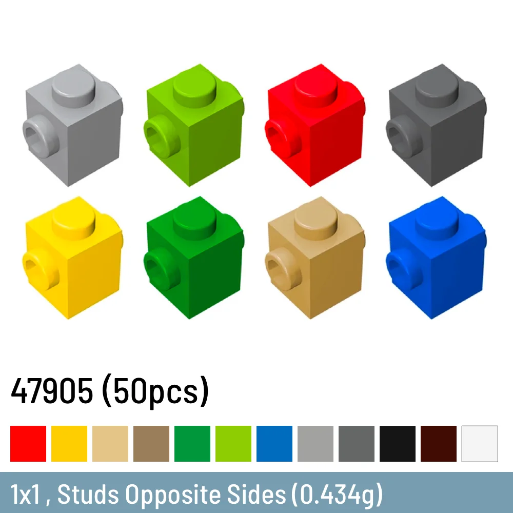 

50 Pcs DIY Building Blocks 1x1 , Studs Opposite Sides Size Compatible With 47905 Brick Plastic Toys for Children