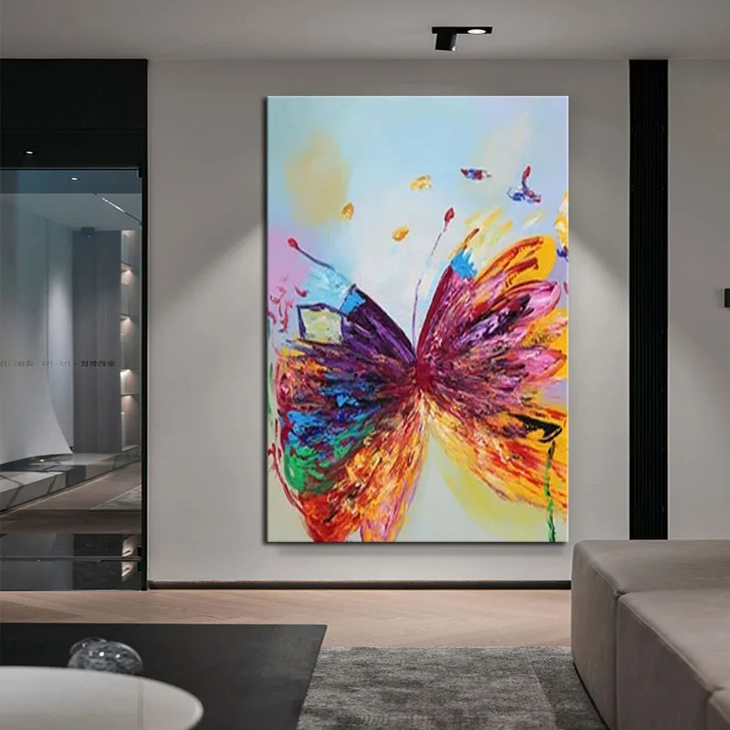 

Бесплатная доставка 100% ручная роспись маслом бабочки холст украшение для гостиной животное настенное Искусство Новый текстурированный дизайн без рамки