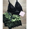 103556-827875.jpg Ensemble pyjama en satin pour femmes, haut en dentelle et short, lingerie sexy, vêtements de nuit 2 pièces, vêtements de nuit respirants d'été, noir et rose