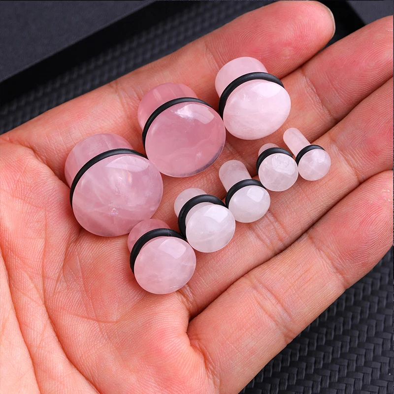 2pcs Organic Stone Ear Plugs Tunnels Single Flare Piercings Oreja Earrings Gauges Round Helix Lobe Labret Stretcher Body Jewelry