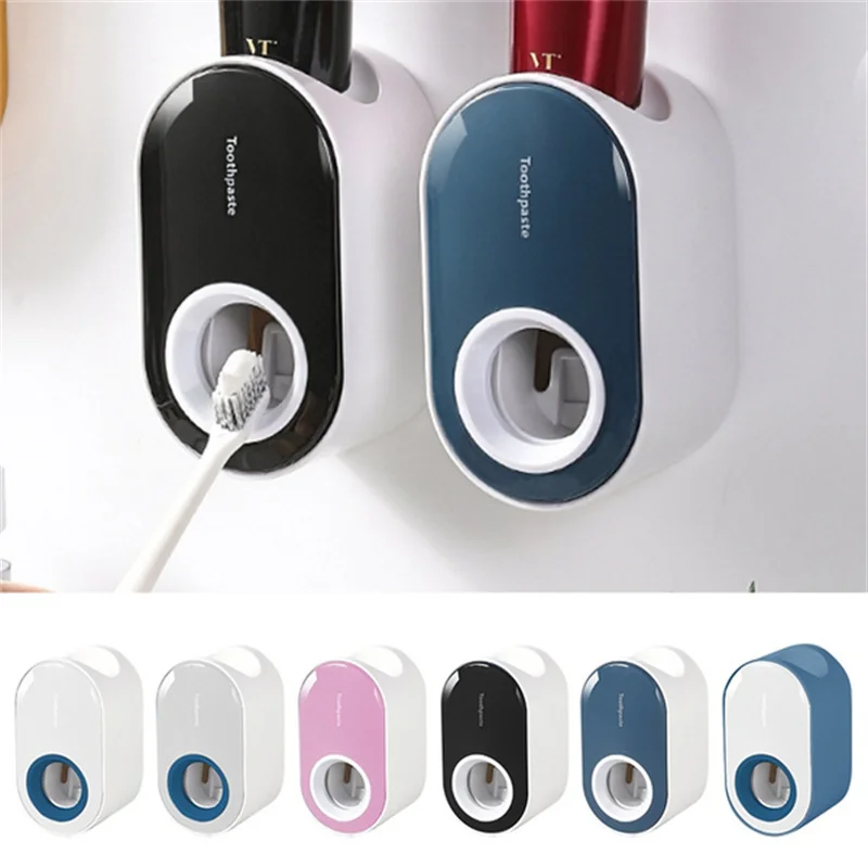 Automatic Toothpaste Dispenser Toothpaste Squeezer Toothbrush Stand Wall Mounted Dust-proof Toothbrush Holder Bathroom Accessory 6