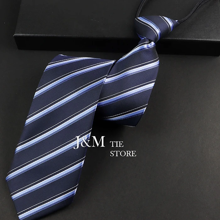 Männer Krawatte Reißverschluss Faule Krawatte Mode Blau Gestreiften 8 cm Krawatten Business Für Mann Gravatas Bowtie Herren Hochzeit Hemd Zubehör – Detail 23