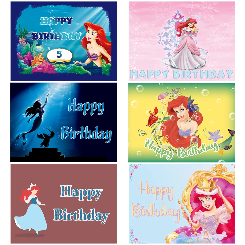 

Ariel Princess The Little Mermaid Birthday Party Vinyl Background Baby Shower Photography Props Girl Room Decor Supplies Poster