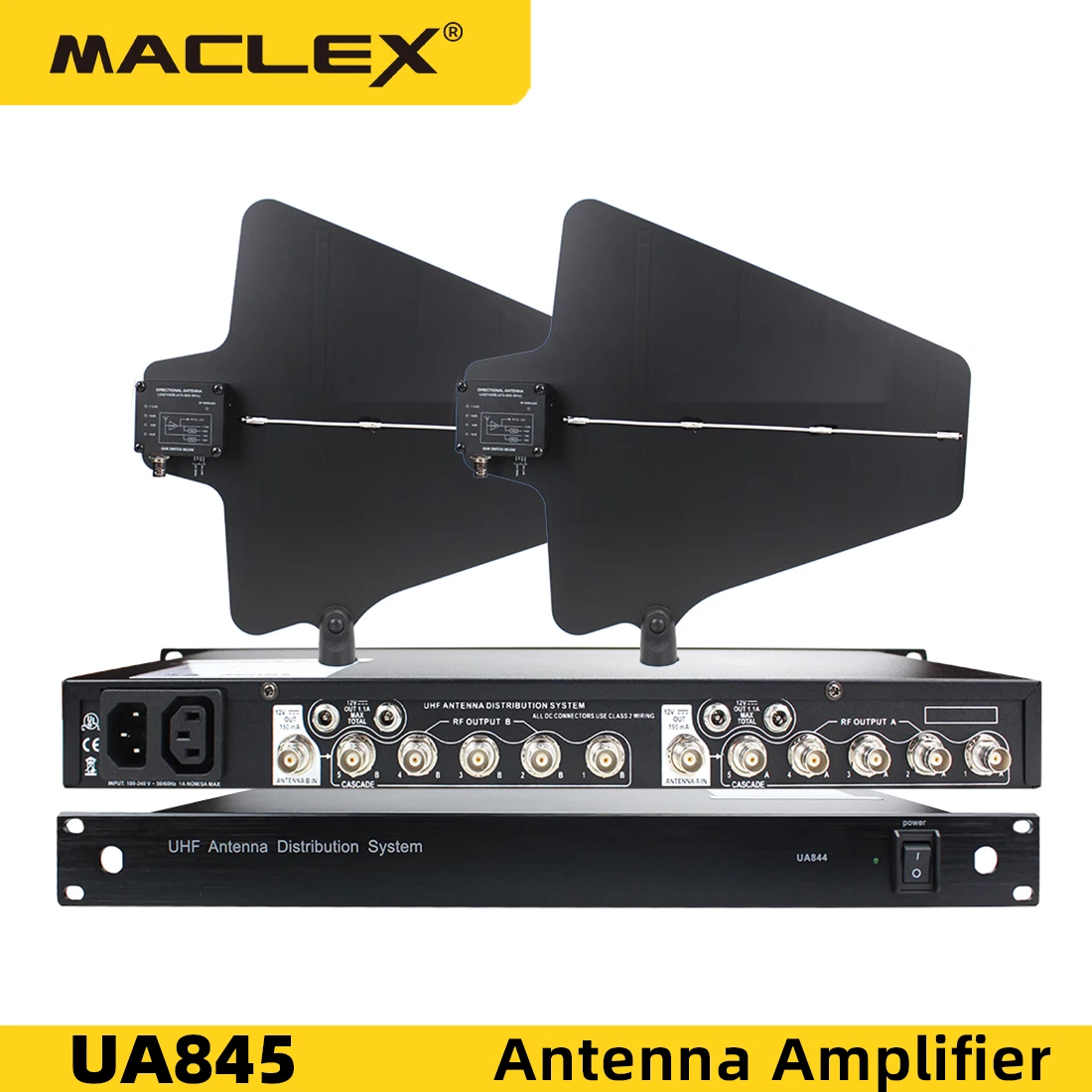 Maclex UA845 5Channels Signal Amplifier Antenna Distribution System Audio RF Distributor 874 For Wireless Mic UHF 500-950MHz