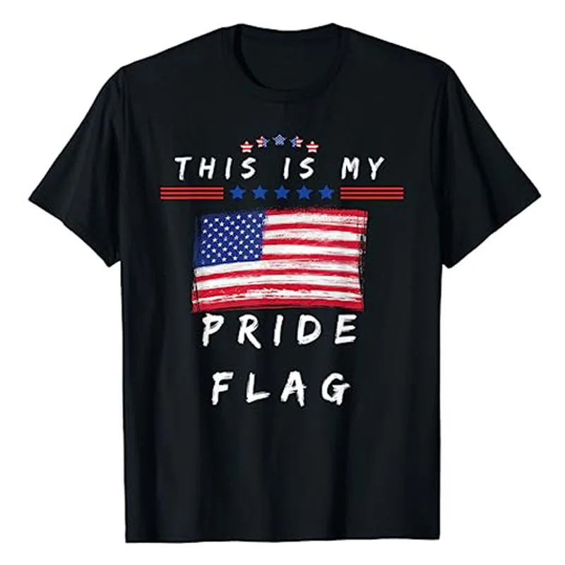 

This Is My Pride Flag USA American 4th of July Patriotic T-Shirt Funny Sayings Graphic Tee Tops Independence Day Costume Gifts