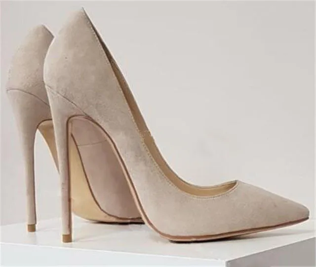 Sexy Solid Suede 12cm Stiletto Heels Pumps Slip-On Pointed Toe High Heels Women office Lady Dress Shoes