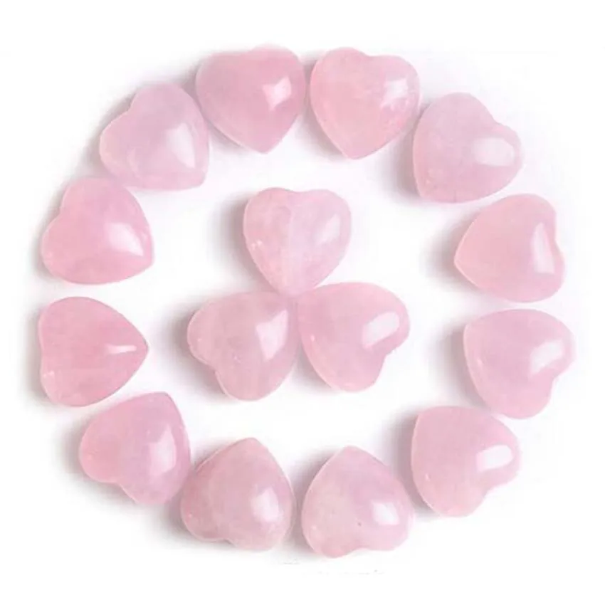10Pcs Mini Crystal Heart Love Pendant Cristalli Curativi Naturali Quarzo Rosa Rosa Bulk Pietra Lucidata Regali Di San Valentino Senza Foro