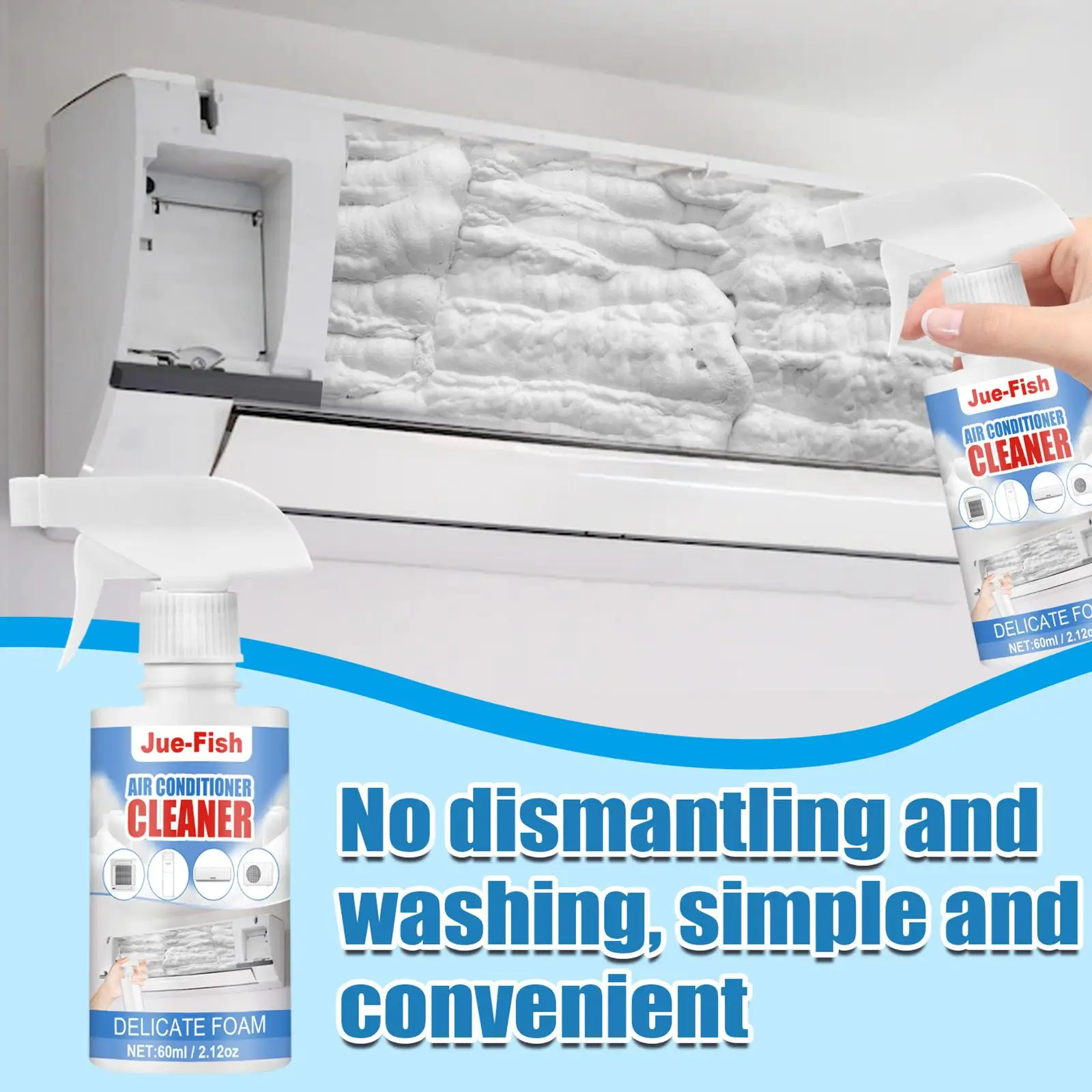 60ml Air Conditioner Cleaner Spray Condenser Coil Cleaning Deodorizer Air Conditioner Foam Coil Cleaner Cleaner Stain Remover