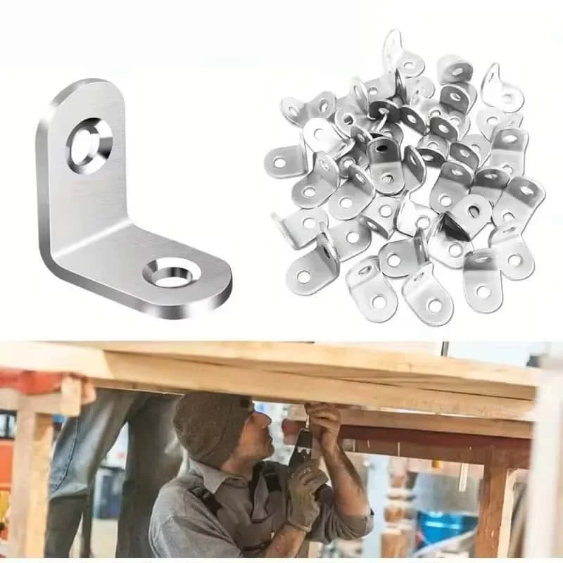 10pcs/Stainless Steel L Brackets Small Right Angle Corner Brace Shelves Wood Furniture Chair