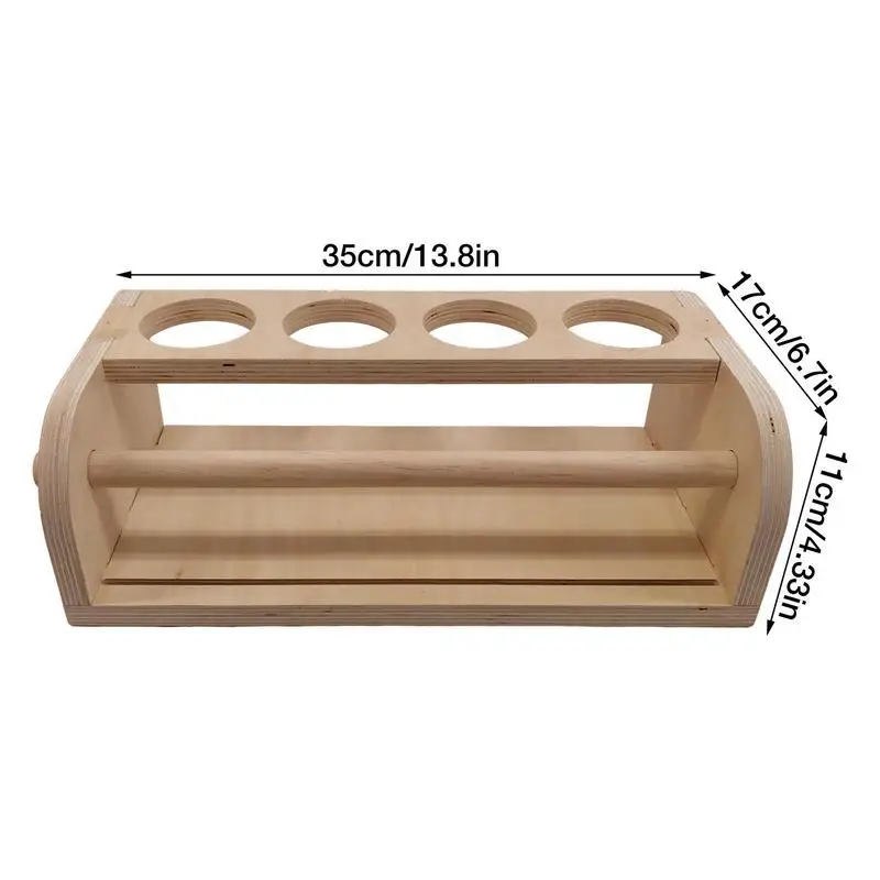 Wooden Holder Tabletop Paper Roll Dispenser 4 Hole Kids DIY Painting Drawing Tool Parchment Dispenser for DIY Art Painting