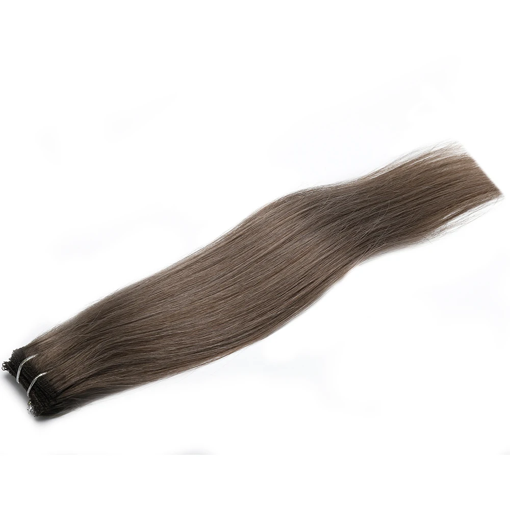 25g 5pcs Brazilian human hair ash light brown #8 straight clip-in hair extensions for women
