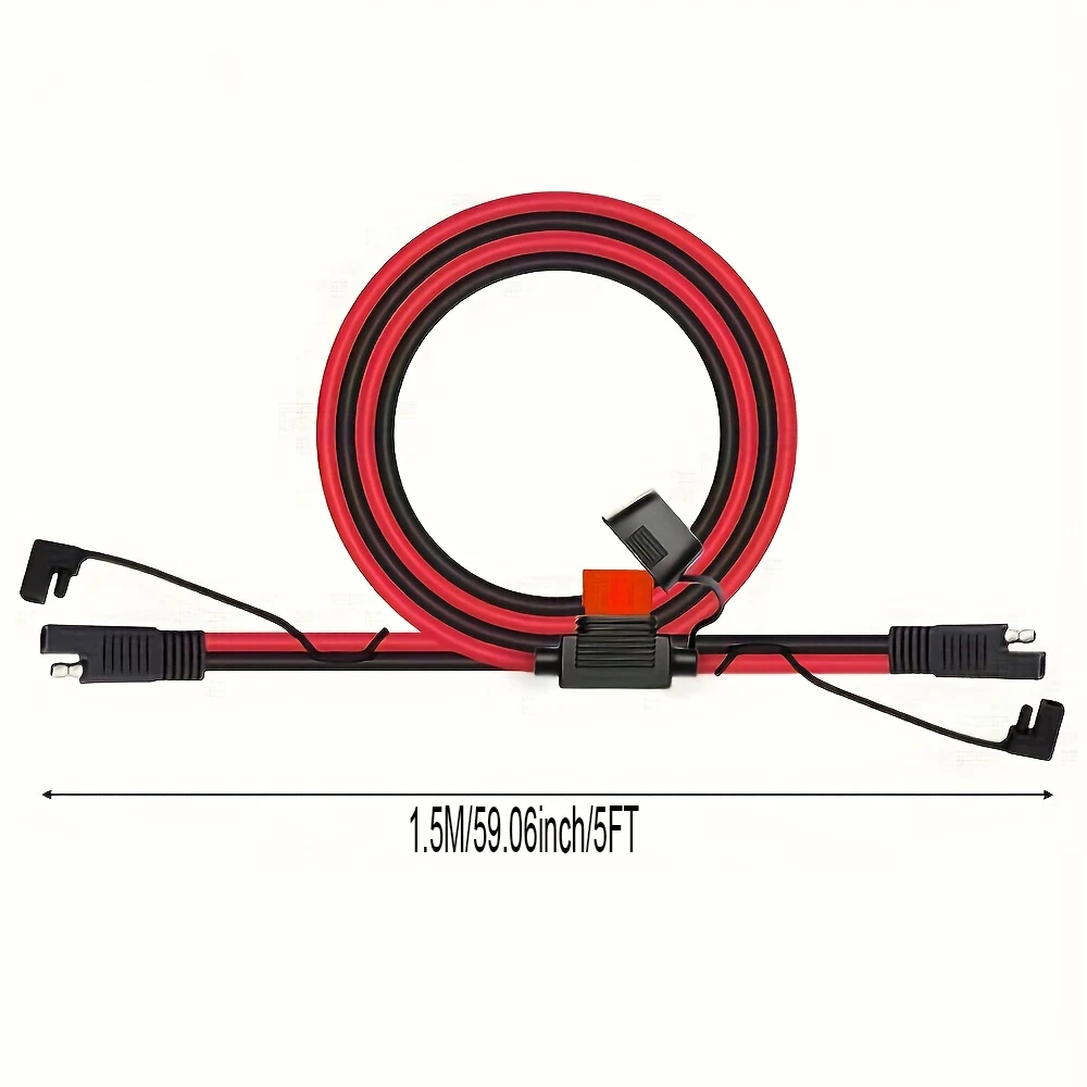 1.5M/59INCH 16AWG SAE Extension Cable with 10A Fuse Quick Disconnect Fit for RV Cars
