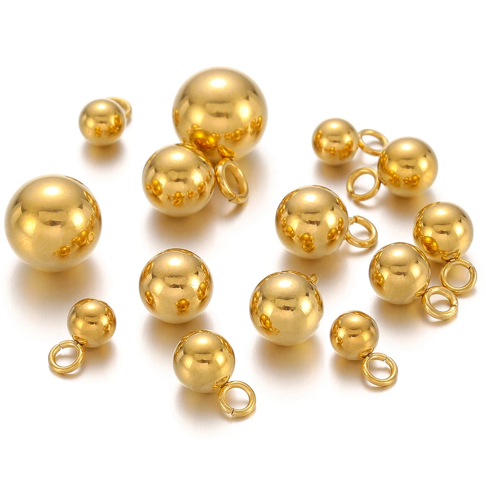 

Бусины-подвески из нержавеющей стали под золото 18 К, 50/20 шт.