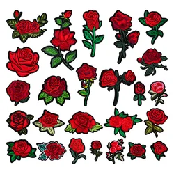 Red Rose Embroidery Patch - Decorative DIY Cloth Accent for Fashion & Accessories (Whole set)