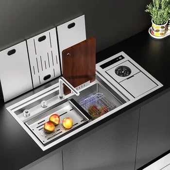 อ่างล้างจานอัจฉริยะสแตนเลส 304 พร้อมระบบทําความสะอาดผักและล้างจาน 1