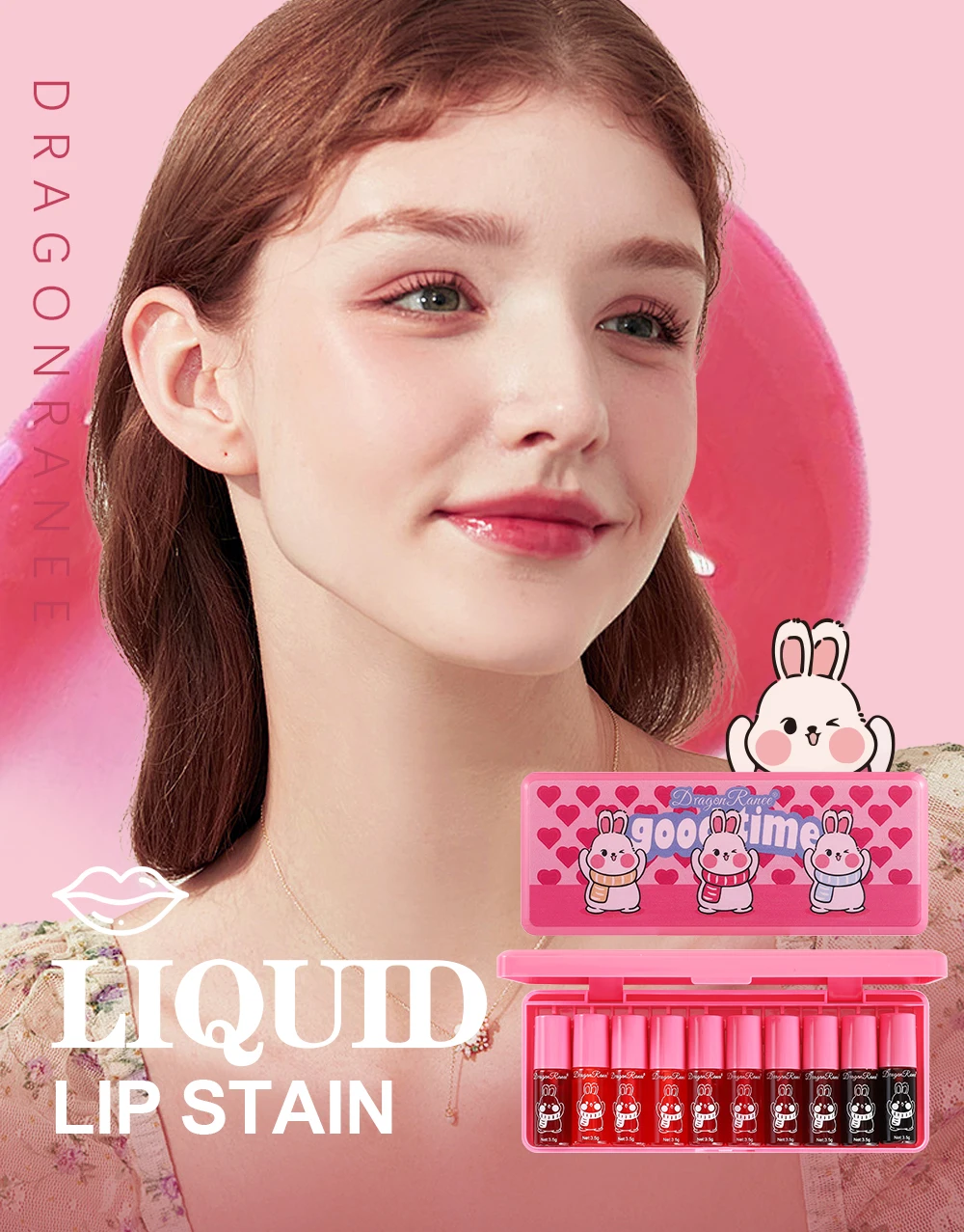 Description Picture 4 of itemTen Lip Glaze Set, Mirror Water Gloss, Rich, Whitening, Complexion Lipstick, Moisturizing, Non-Stick, Long-Lasting Lip Glaze