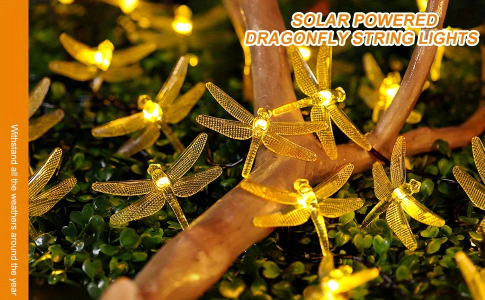 Description Picture 2 of itemOutdoor Dragonfly Solar String Lights 8 Modes Fairy Light Waterproof Festival Lamp For Garden Christmas Garland Lawn Decor