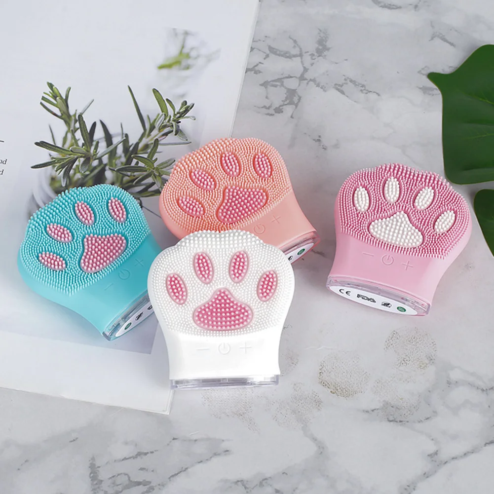 facial-cleansing-brush-silicone-not-harm-skin-and-cat-paw-shape-face