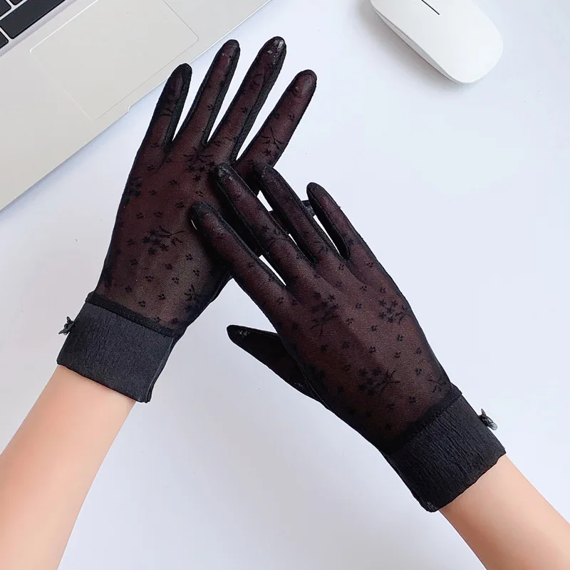 

Women Summer Sexy Lace Sun Protection Gloves Ice Silk Drive Cycling Touch Screen Gloves Breathable Non-Slip Elasticity