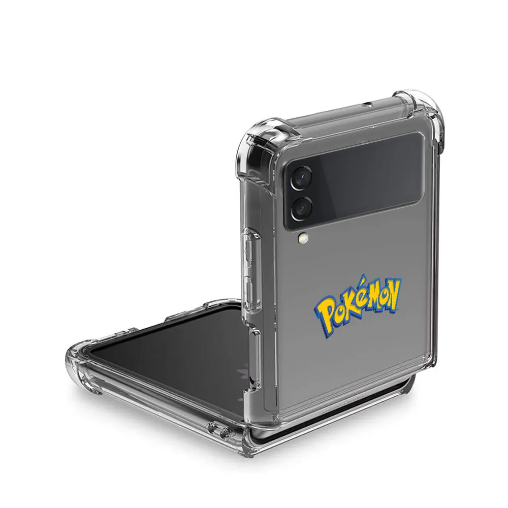 Cartoon Pokemon Pikachu Phone Case For Samsung Galaxy Z Flip 3 5G Funda Z Flip3 Clear PC Hard Shockproof Cover Shell Airbag case for samsung z flip 3