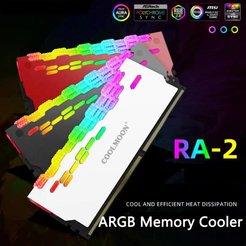 Argb 메모리 스틱 쿨러, 강력한 호환성, 1 천 6 백만 색상 Argb 램프 비즈, DC 5v 안전 Ra-2 램 메모리 뱅크 방열판