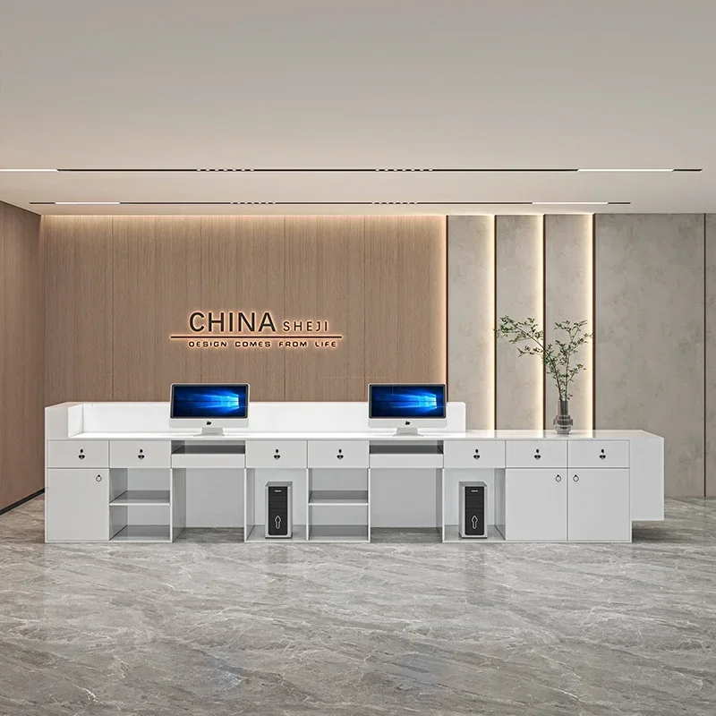 Reception Tables Desk Checkout Podium Stand Desks Podium Storage Customer Center Table Comptoir Reception Office Furniture