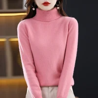 100% Merino Wool High Turnover Collar Knitted Sweater For Women's Autumn And Winter Warm Top Elegant 2YS Versatile Jiu Jia 206 - Image 4