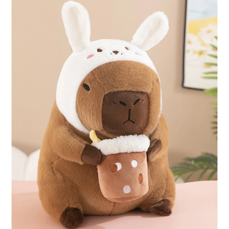 Capybara Plush Toy with Cosplay Costume and Food Decor Accessories