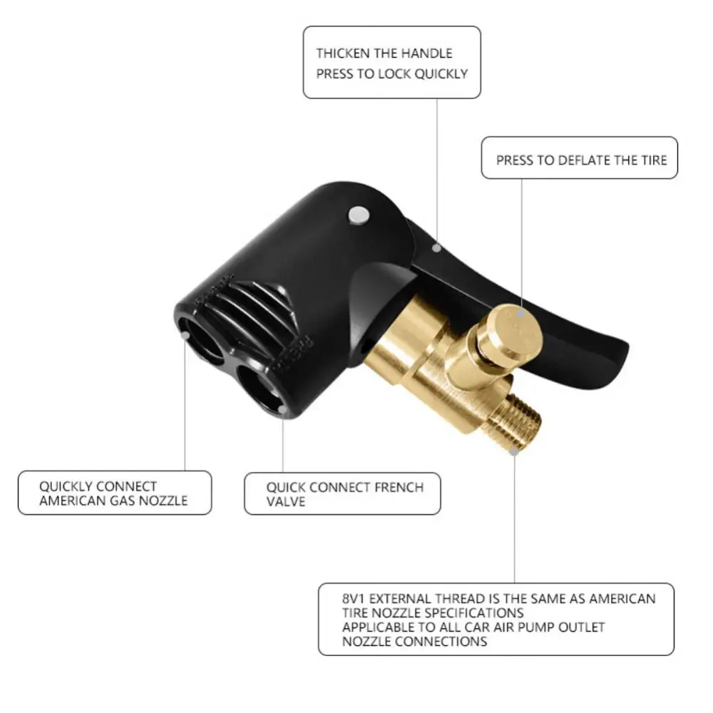 Bicycle Pump Nozzle Hose Adapter Dual Head Pumping Parts Service Accessories F/V A/V Schrader/Presta Valve Convertor Bycicle bicycle valve adapter bicycle air nozzle bicycle valve accessories air pump accessories