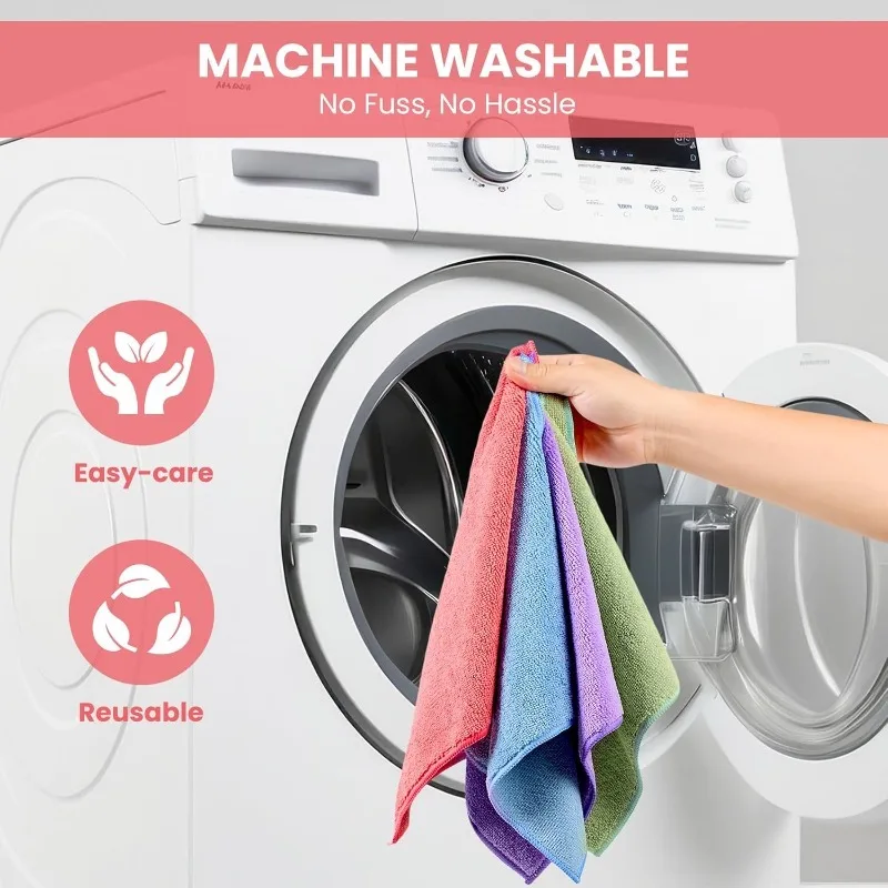 Assorted Microfiber Cleaning Cloths - Reusable Towels for Home, Car, and Kitchen Cleaning