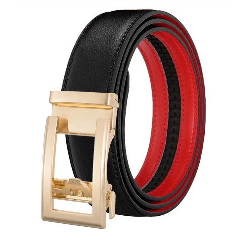 Luxury Men's Leather Belt - High Quality Designer Craftsmanship in White, Blue, Red, Brown