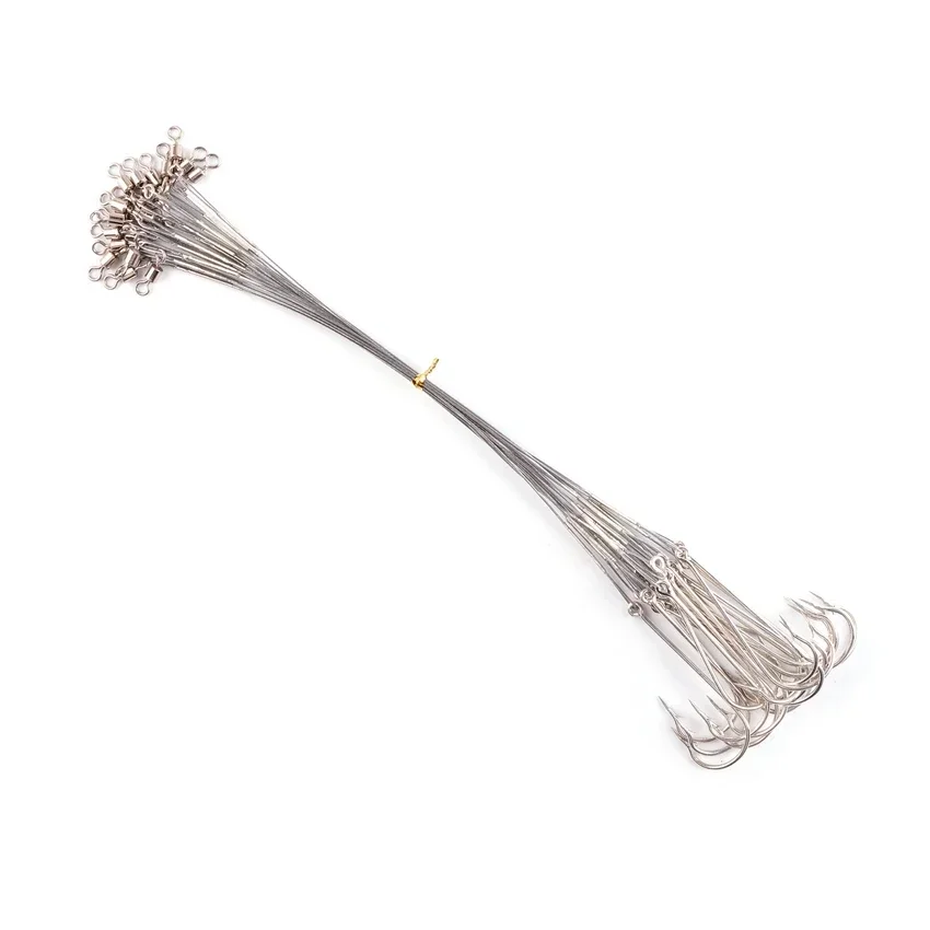 Bas de ligne anti-morsure acier 15cm avec émerillon - accessoire pêche résistant aux dents de poissons