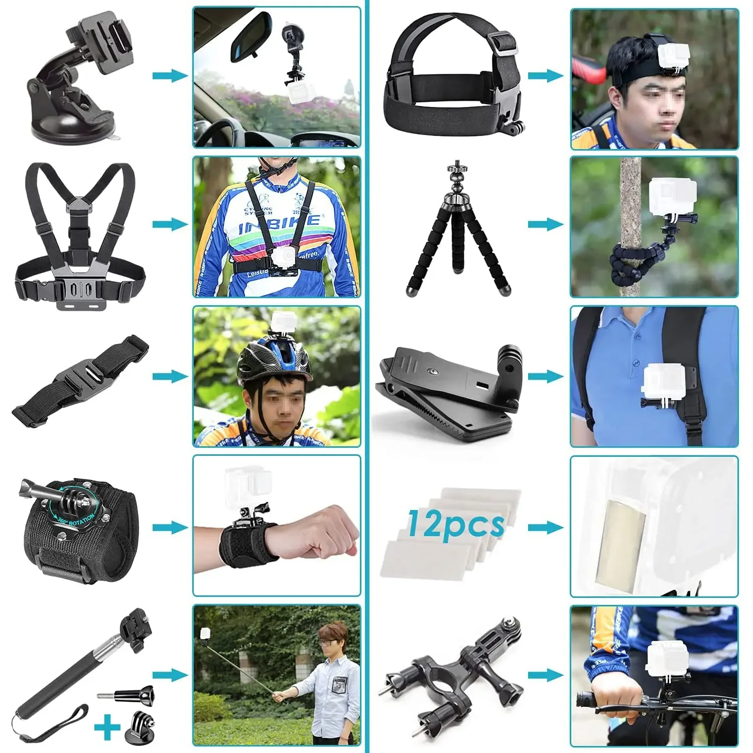 NEEWER GP-50 50 in 1 Action Camera Accessory Kit Compatible For GoPro Hero 12 11 10 9 DJI OSMO 4 3 2 Insta360 X3 X2 GO 3 SJCAM 2