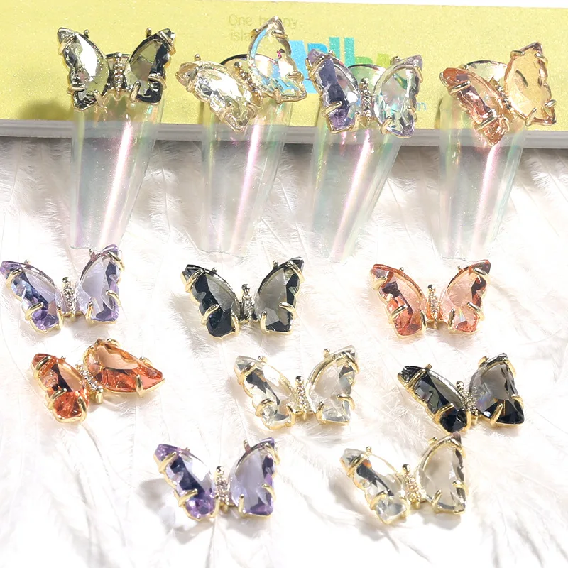 

5pcs Rhinestone Zircon Large Butterfly 3D Charm Luxury Crystal GlassStereo Transparent Nail Supplies DIY Nail Art Decoration