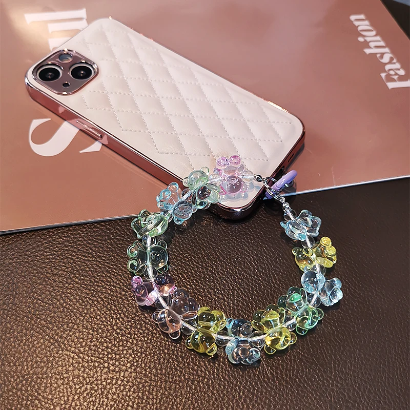Personality Hand-beaded Wrist Bear Pendant Mobile Phone Lanyard Ins Net Red Hand-held Chain Pendant Women&s Phone Antilost Sling