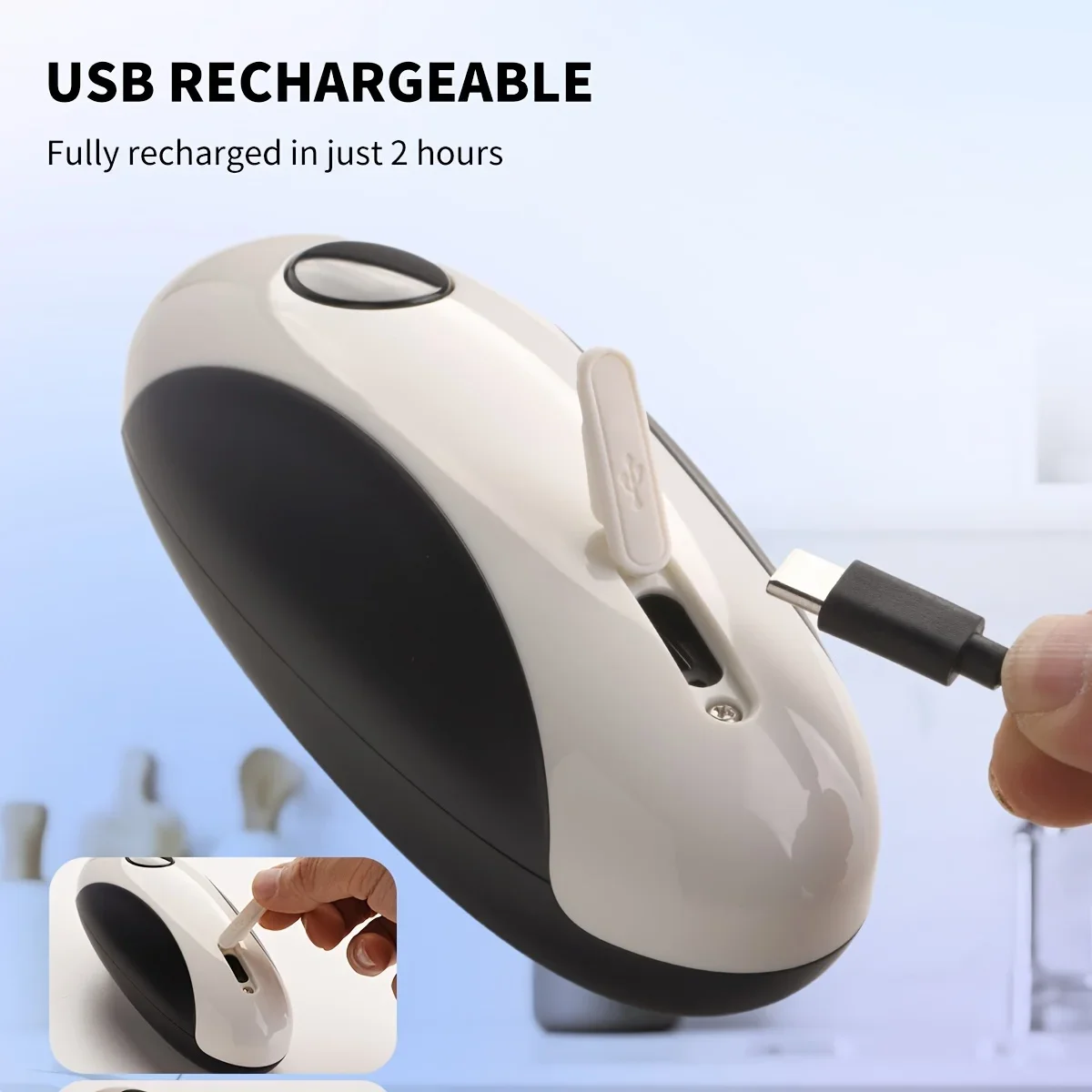 Cordless electric can opener, USB-C kitchen tool, with smooth cutting safety edge, stable grip handle, one-button automatic 1